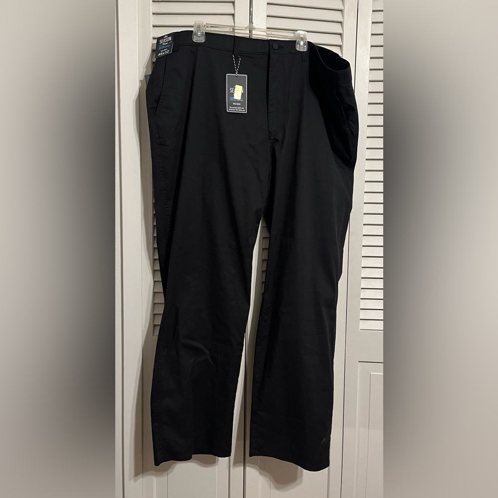 Roundtree & Yorke All Season Coolmax Black Pant, Big Man Sz 48x32, New with Tags